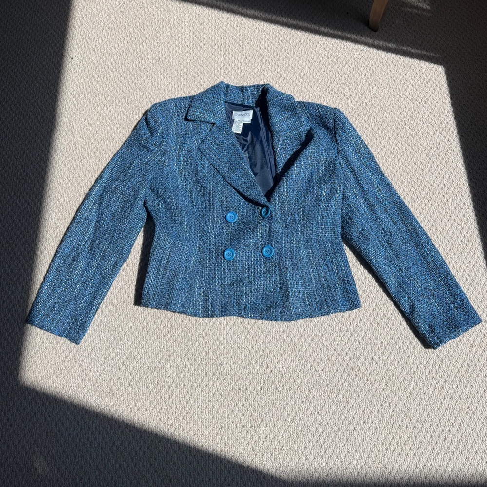 Chadwick's Women's Blue Tweed Blazeer Size 16 NWOT